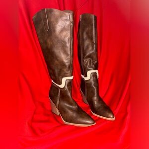 Brown Knee-High faux Leather Boots